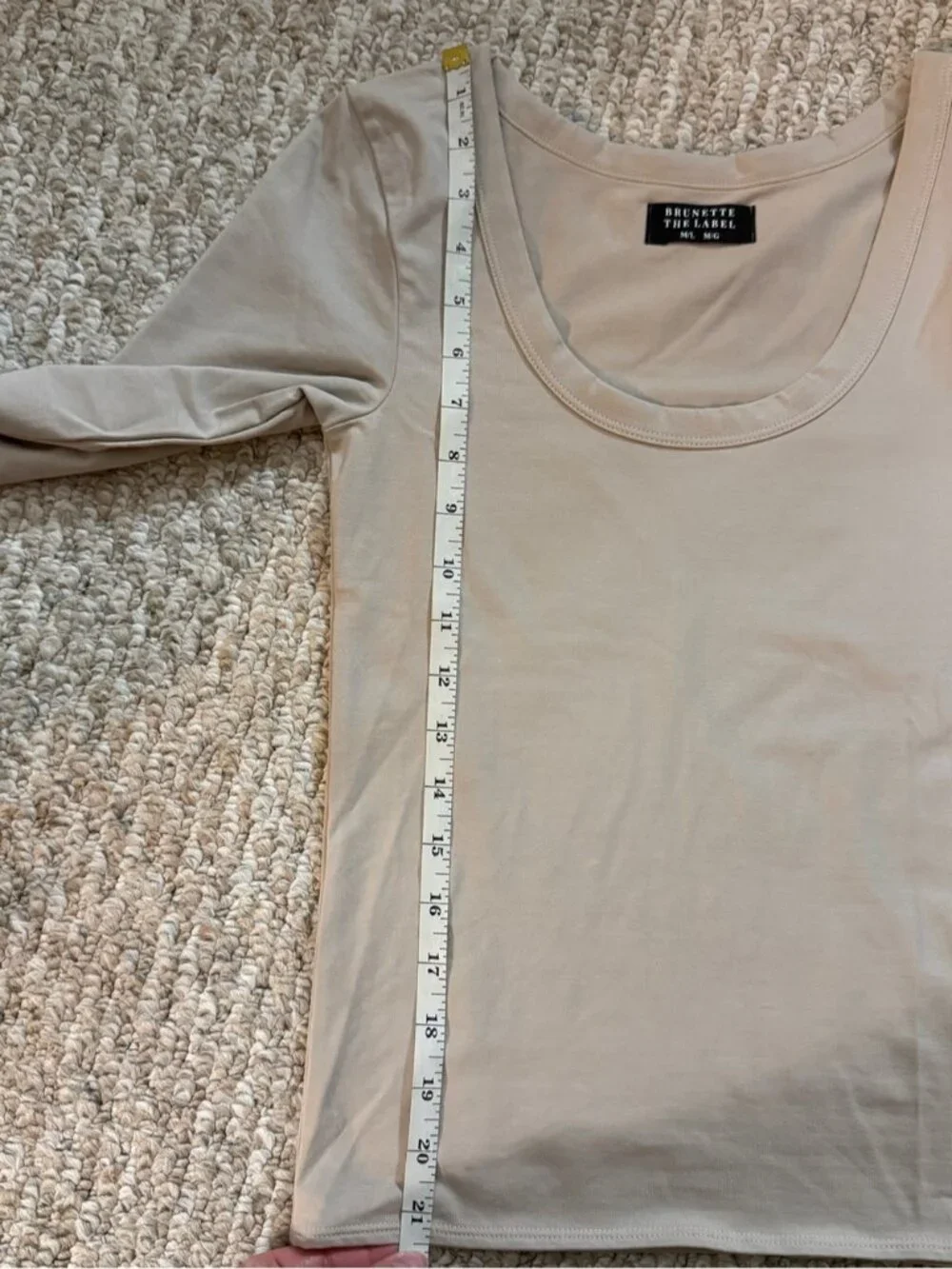 Brunette The Label Scoop Neck Long Sleeve Tee Oyster M/L